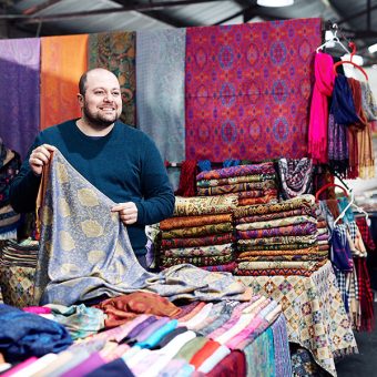 Man holding silk scarf