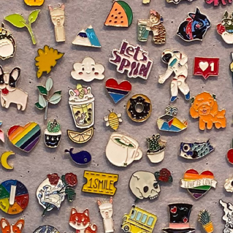 Various colourful pins